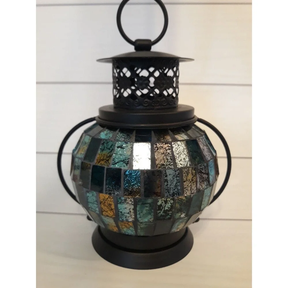 Mosaic Tea Light Candle Coastal Blues Lantern Pier One Imports